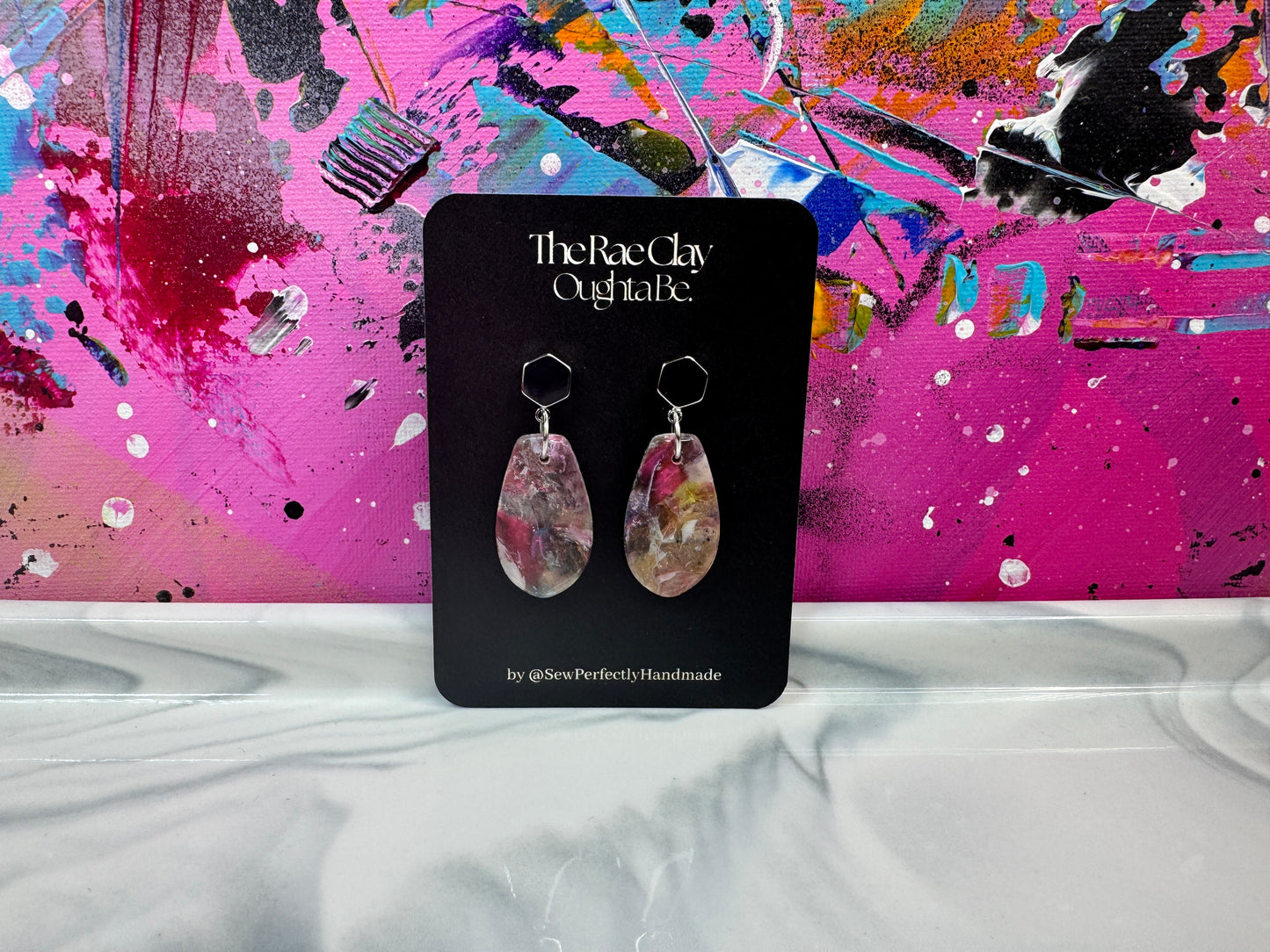 "Vibrant Stone 1" Handmade Polymer Clay Earrings