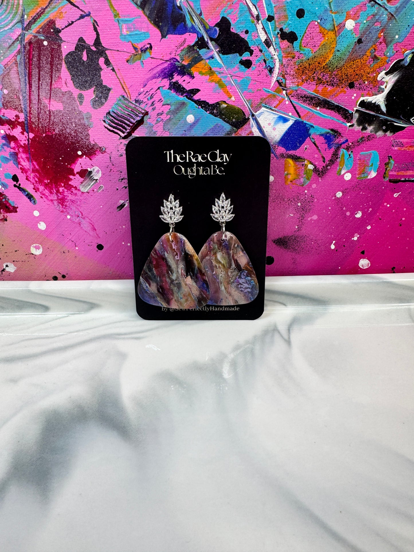 "Vibrant Stone 2" Handmade Polymer Clay Earrings