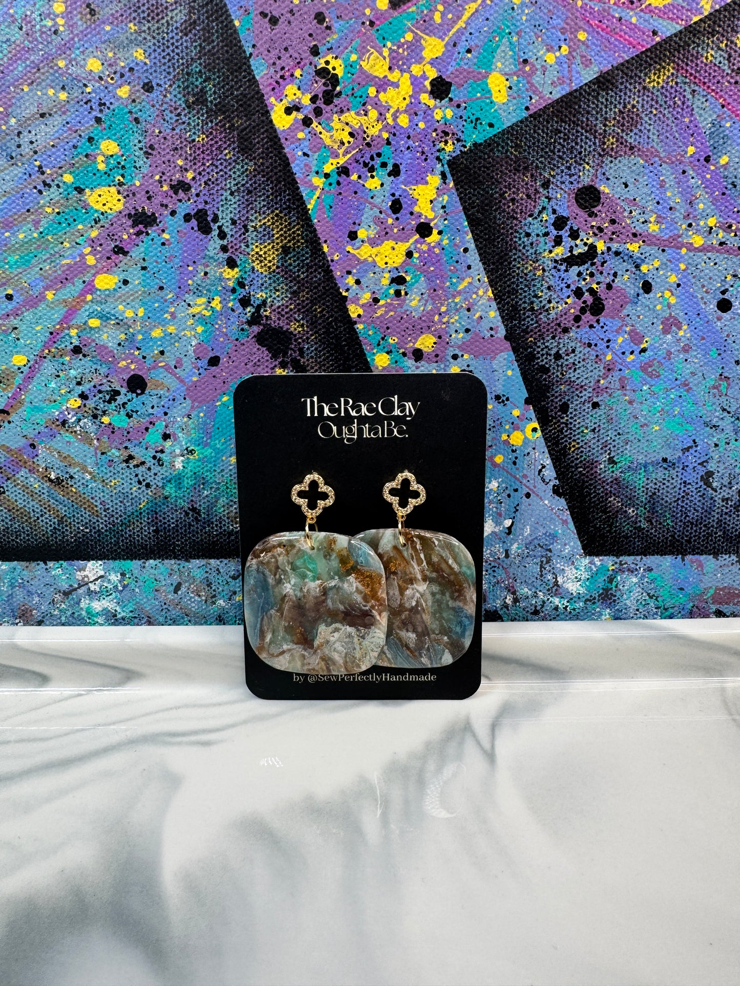 "Blue Ocean 2" Handmade Polymer Clay Earrings