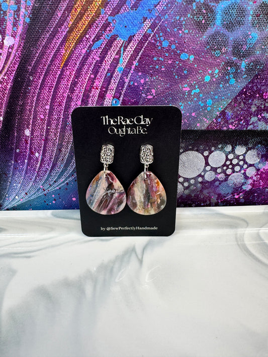"Vibrant Stone 4" Handmade Polymer Clay Earrings