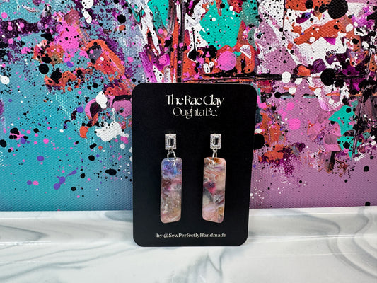 "Pink Scene 1" Handmade Polymer Clay Earrings