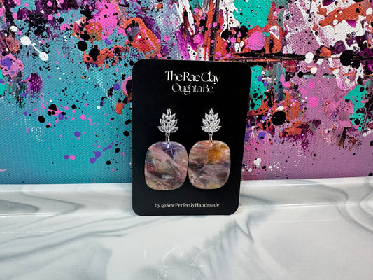"Pink Scene 3" Handmade Polymer Clay Earrings