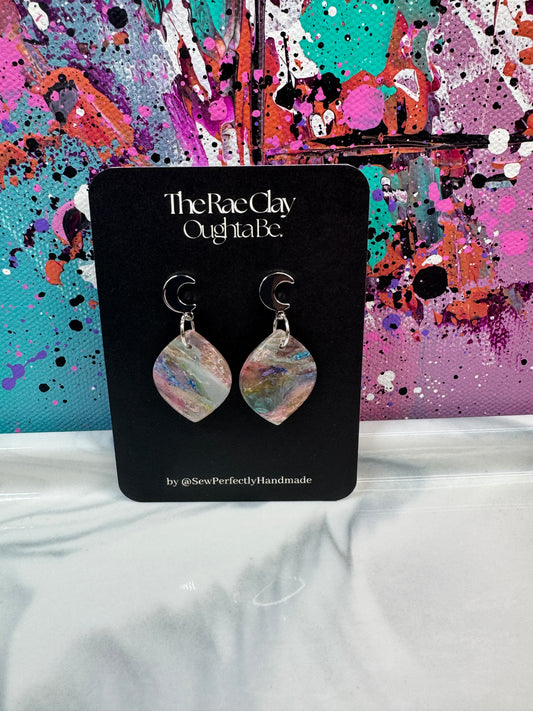 "Shades of Teal 1" Handmade Polymer Clay Earrings