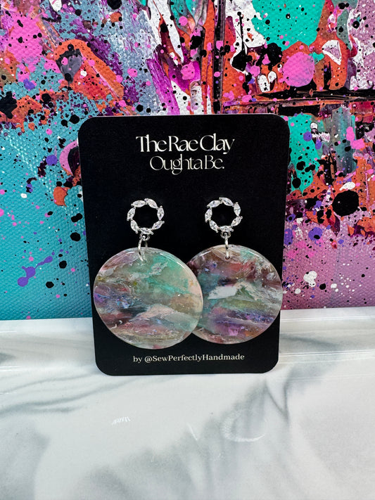 "Shades of Teal 5" Handmade Polymer Clay Earrings