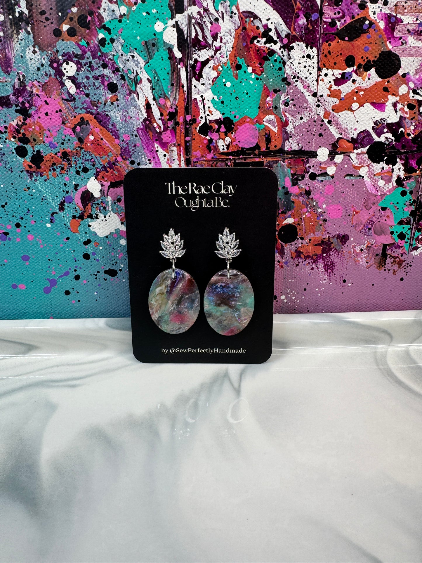 "Shades of Teal 3" Handmade Polymer Clay Earrings