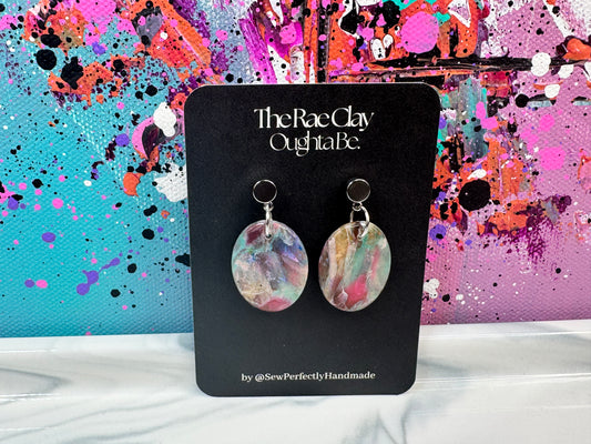 "Shades of Teal 2" Handmade Polymer Clay Earrings