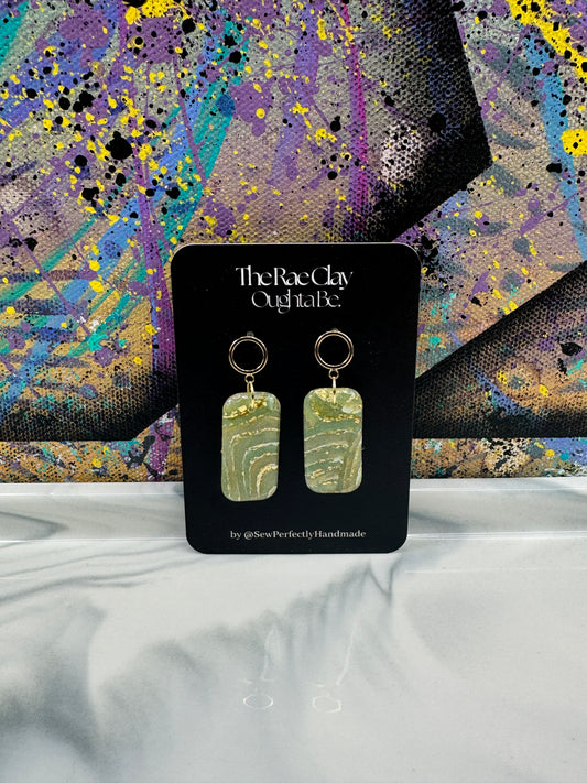 "Green Agate 4" Handmade Polymer Clay Earrings