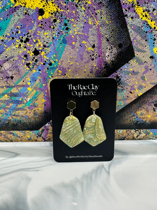"Green Agate 7" Handmade Polymer Clay Earrings