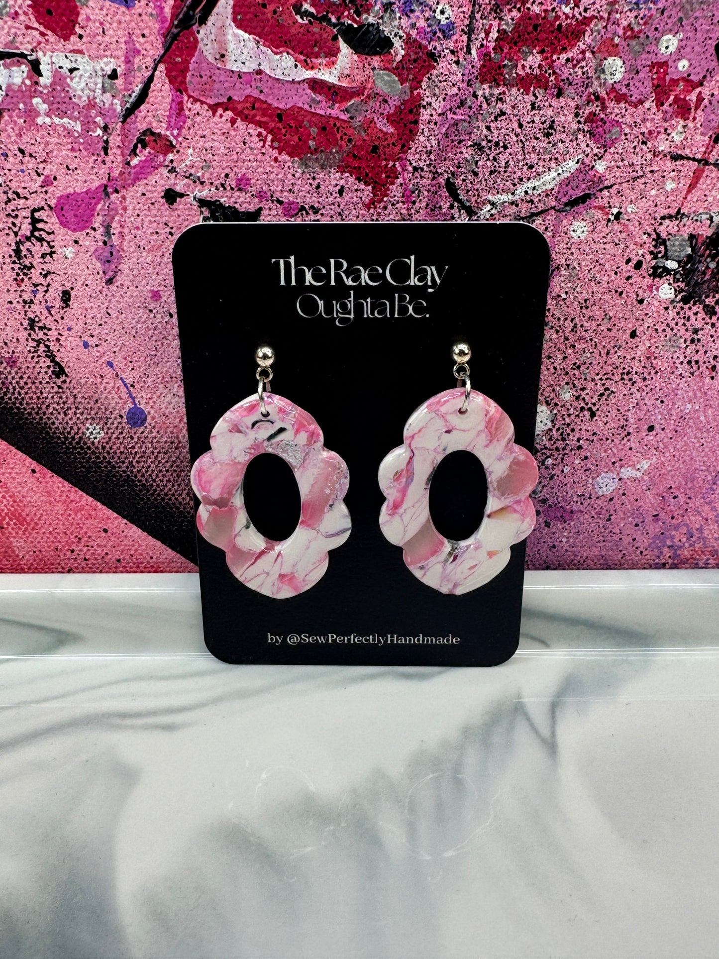 "Pink Cream 3" Handmade Polymer Clay Earrings